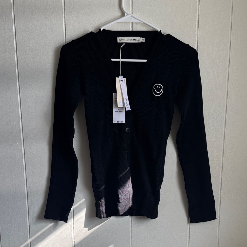 Joshua Sanders Black Ribbed Cardigan Sz M
